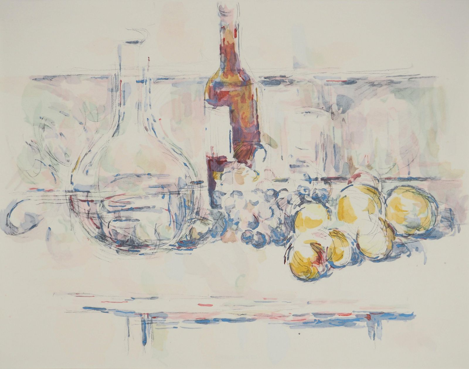 Still Life, Fruits And Wine   Lithograph, 19711971 photo furniture