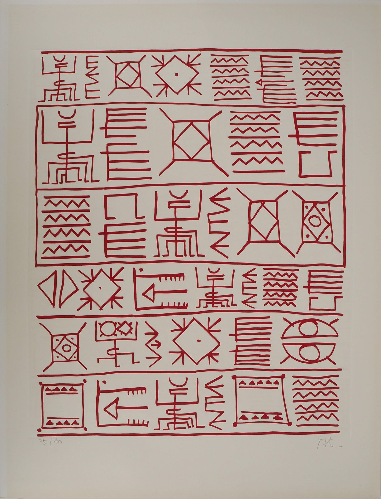 Yona Friedmanarchitect : Pictograms Of Genesis (Red)   Original Screenprint, Handsigned1975