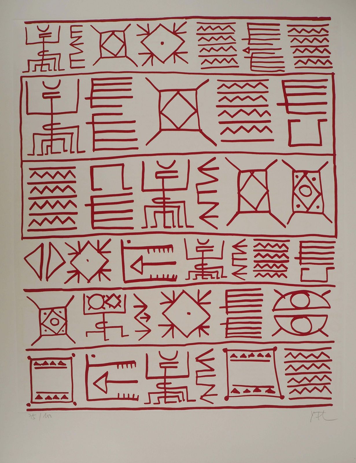 Yona Friedmanarchitect : Pictograms Of Genesis (Red)   Original Screenprint, Handsigned1975 photo for sale