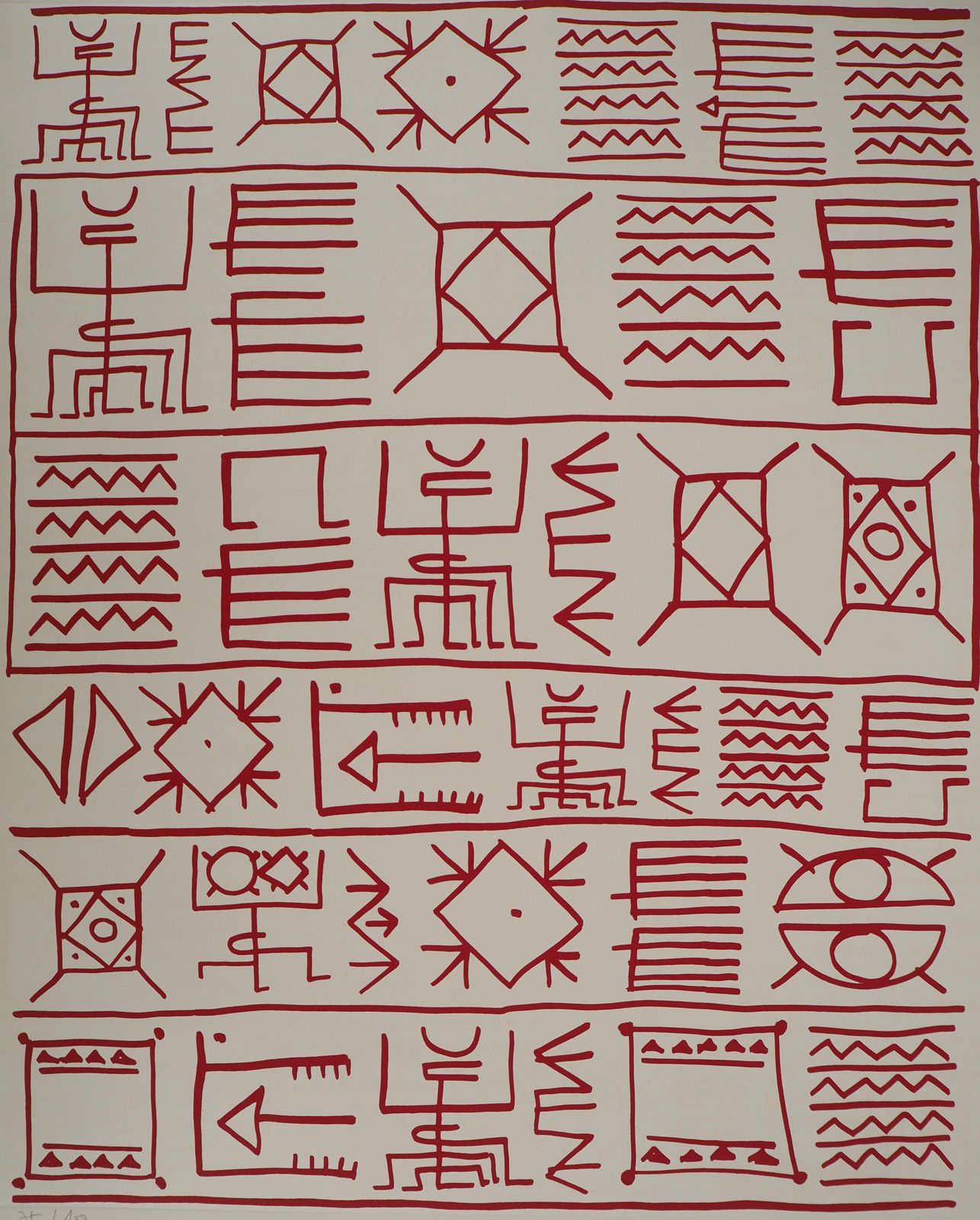 Yona Friedmanarchitect : Pictograms Of Genesis (Red)   Original Screenprint, Handsigned1975 photo Art