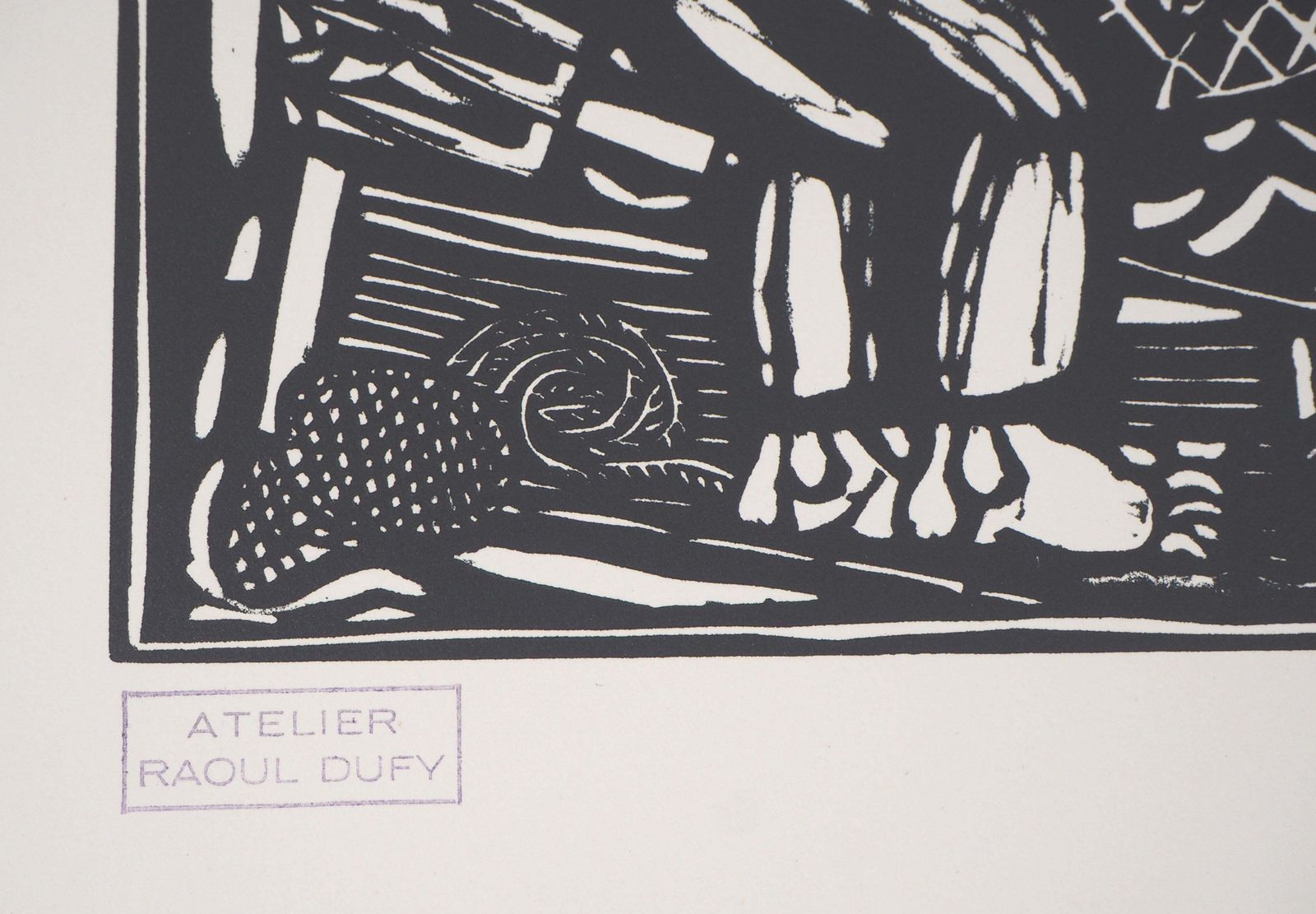 Raoul Dufythe Fisherman (Angling)   Original Woodcut   Signed photo furniture