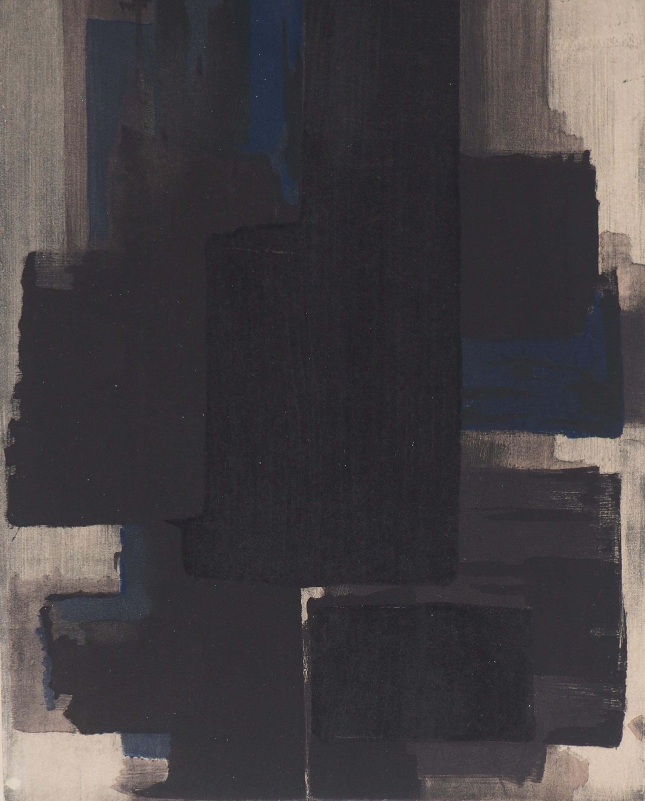 Pierre Soulagescomposition In  Black And Blue   Lithograph And Stencil, 19561956 photo for sale