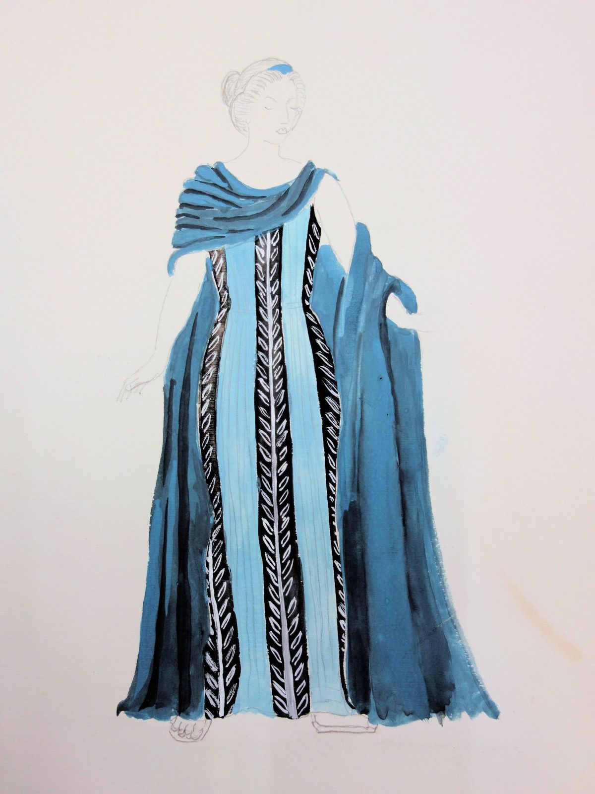 Suzanne Laliquepénélope : Greek Woman's Costume   Original Watercolor Drawing photo for sale