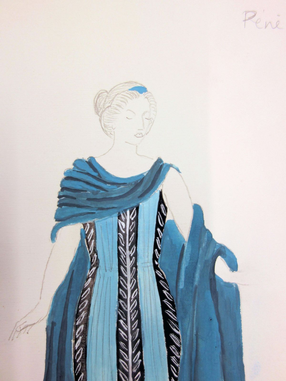 Suzanne Laliquepénélope : Greek Woman's Costume   Original Watercolor Drawing photo Art