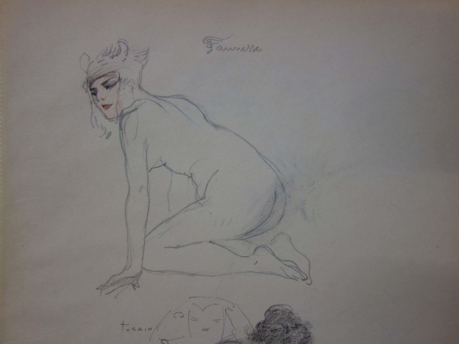 Georges Conradtwo Divine Women   Pencil Drawing   Circa 1914 photo for sale