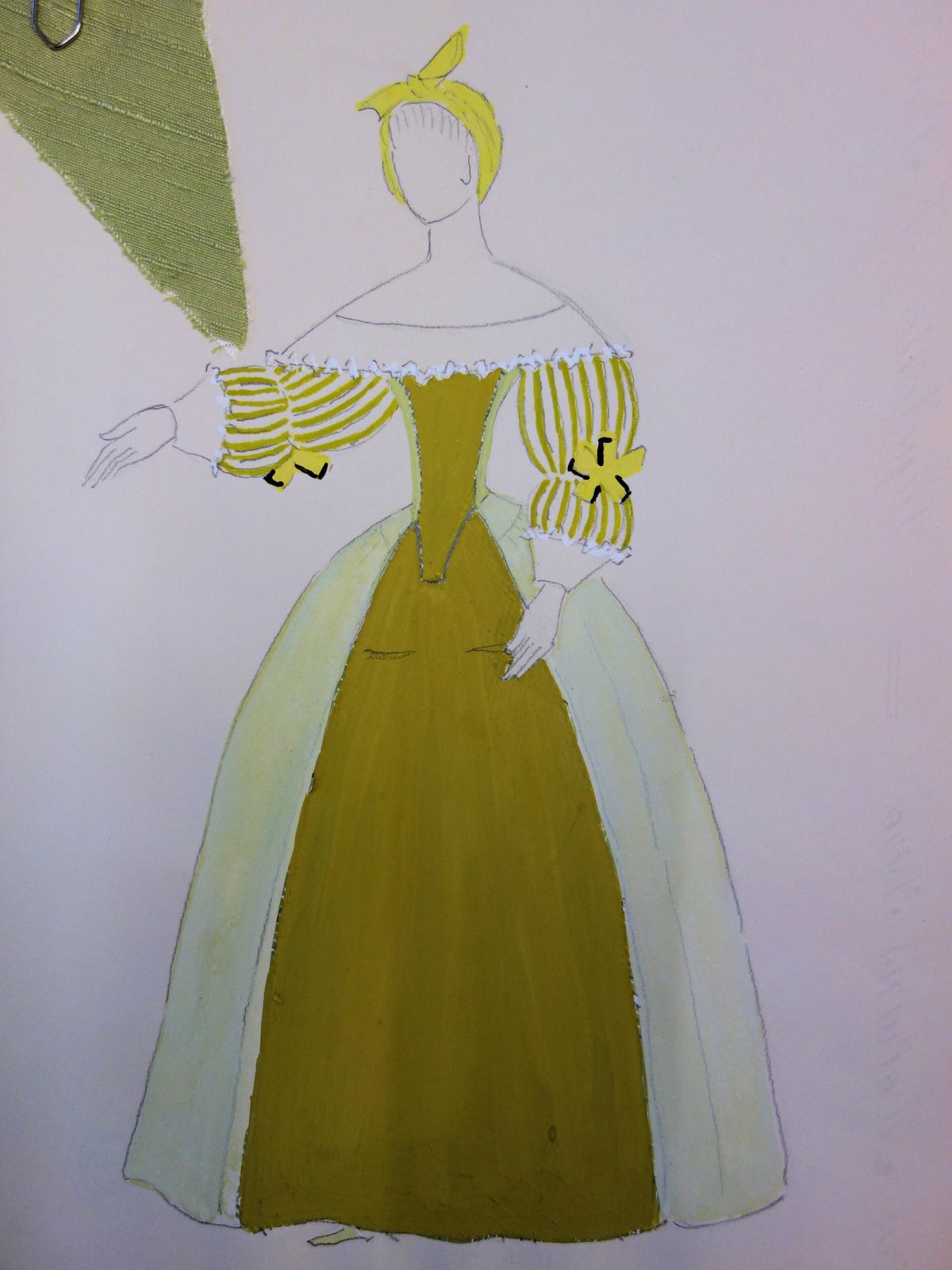 Suzanne Laliquecinderella Costume   Original Signed Drawing And Watercolor photo furniture
