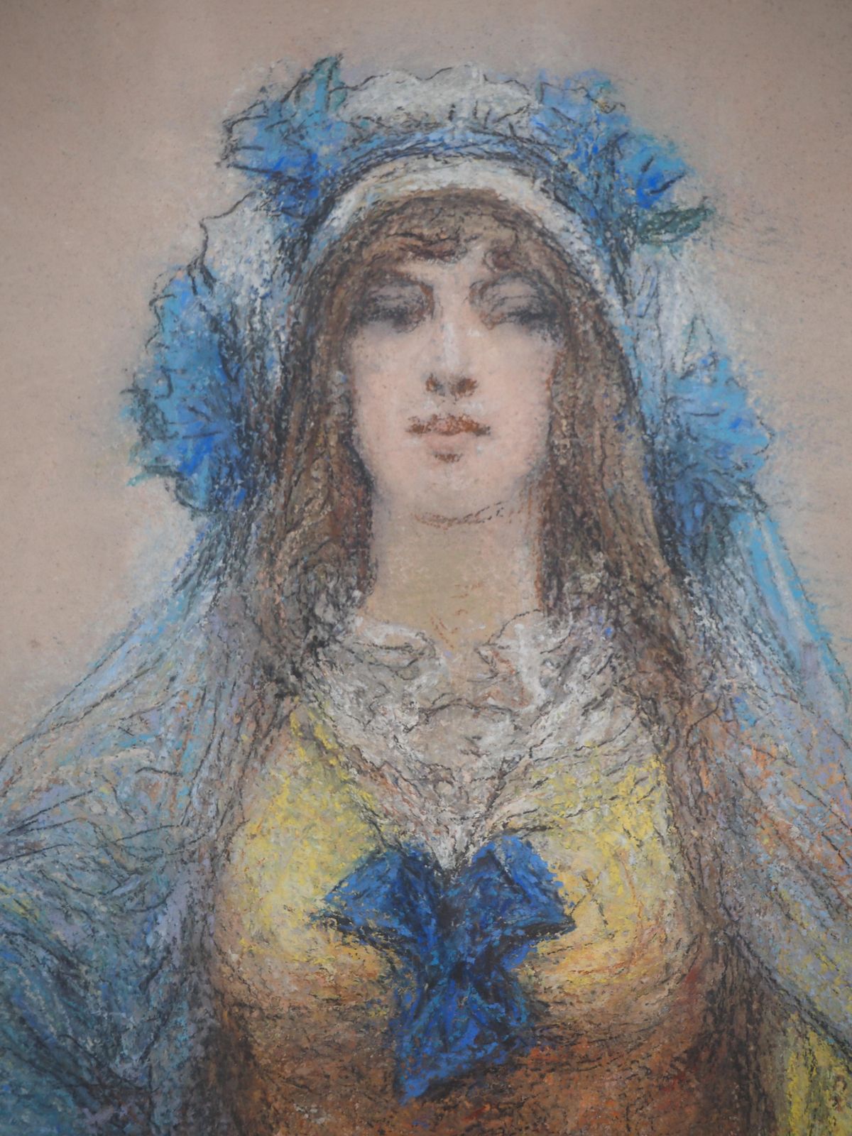 Georges Jules Victor Clairintheater : Sarah Bernhardt In Blue   Original Charcoal Drawing, Handsigned1916 photo 3414.0