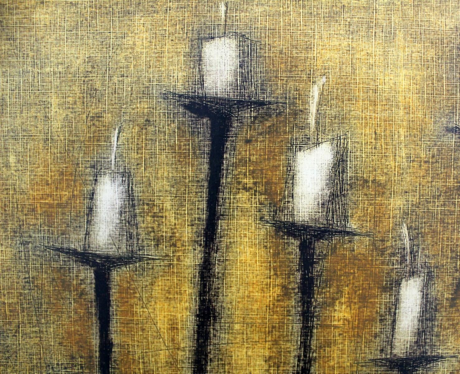 Siergiej Timochowcandlestick   Contemporary Figurative Monotype Print, Warm Tones, Still Life2004 photo Art