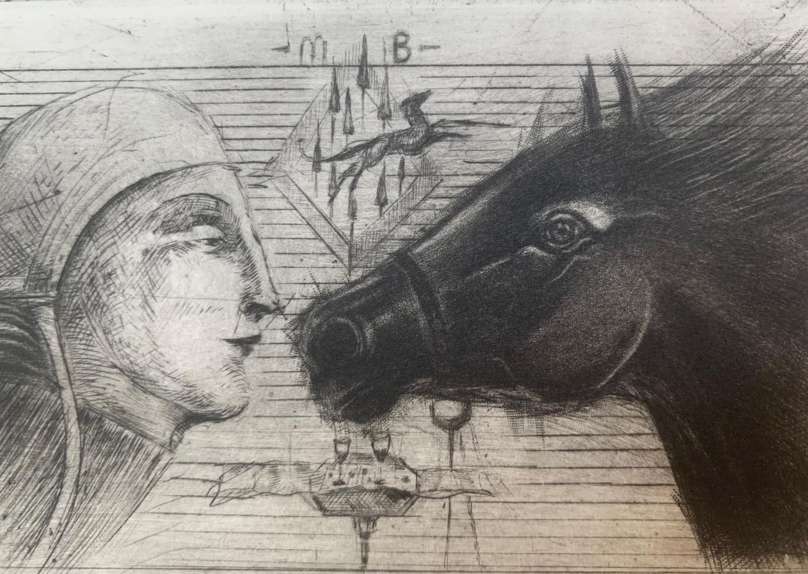 Ewa Kutylaka Meeting. Mezzotint Print, Limited Edition, Black & White, Polish Artist 2011 photo 257.0