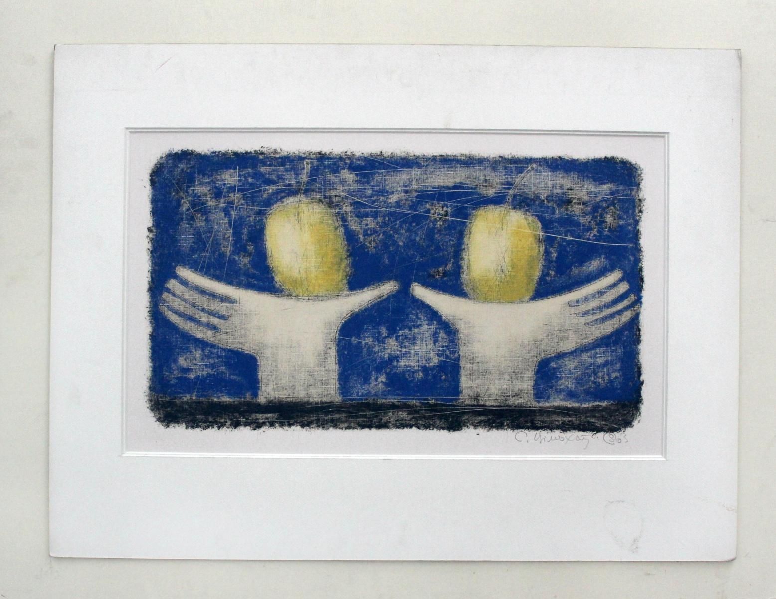 Siergiej Timochowstill Life With Hands And Apples   Xxi Century, Figurative Monotype Print2003 photo for sale
