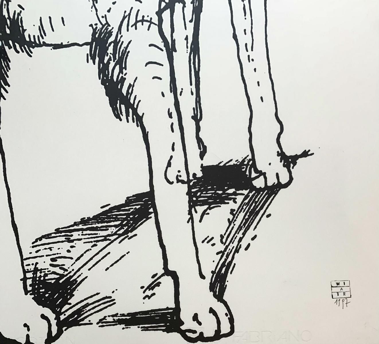 Zdzislaw Wiatrmarta F's Dog   Contemporary Print, Figurative, Black & White, Polish Artist1997 photo for sale