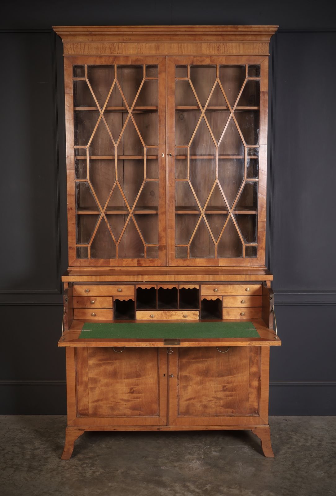 Georgian Satinwood Glazed Secretaire Bookcase photo for sale