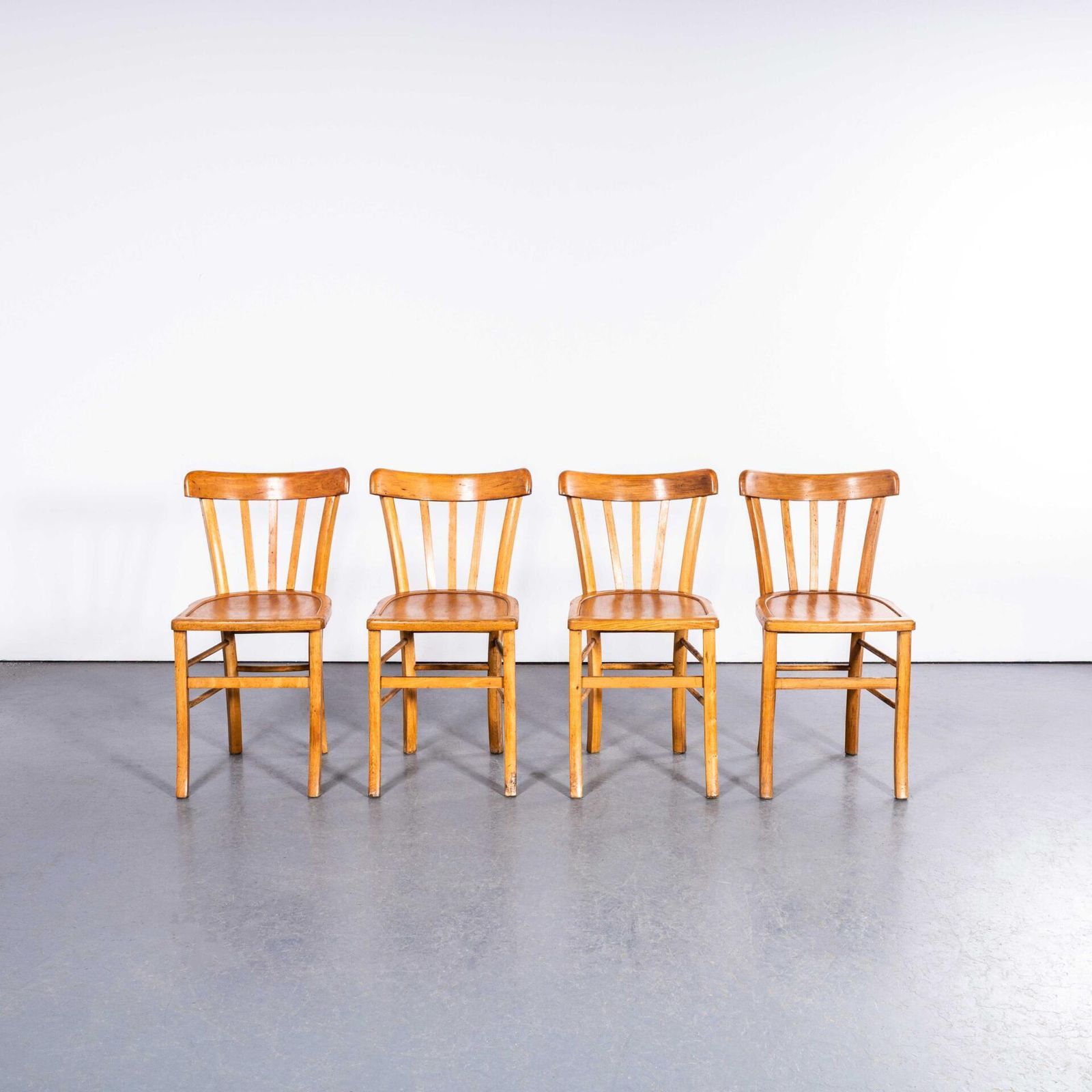 1950’s Luterma Blonde Farmhouse Dining Chairs With Grill Backs – Set Of Four photo furniture