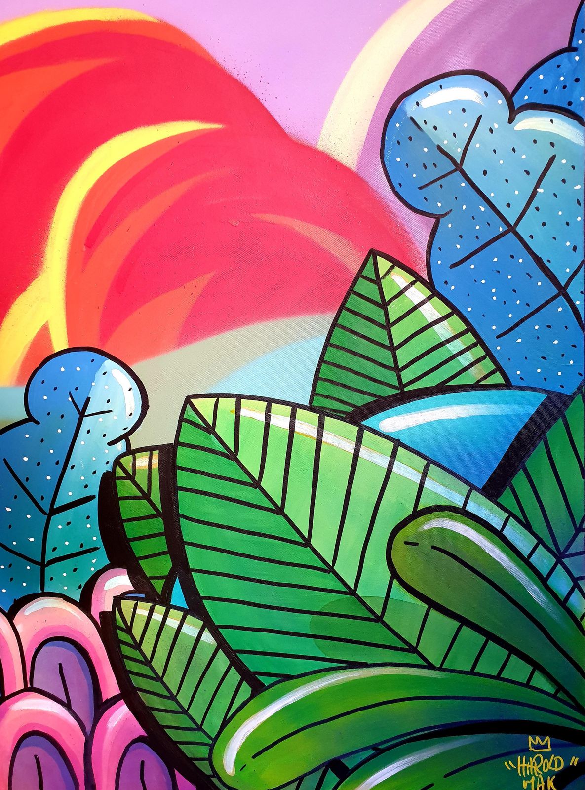Harold Maka Street Art Large Contemporary Aerosol On Canvas. "Futuristic Landscape"2024 photo Art