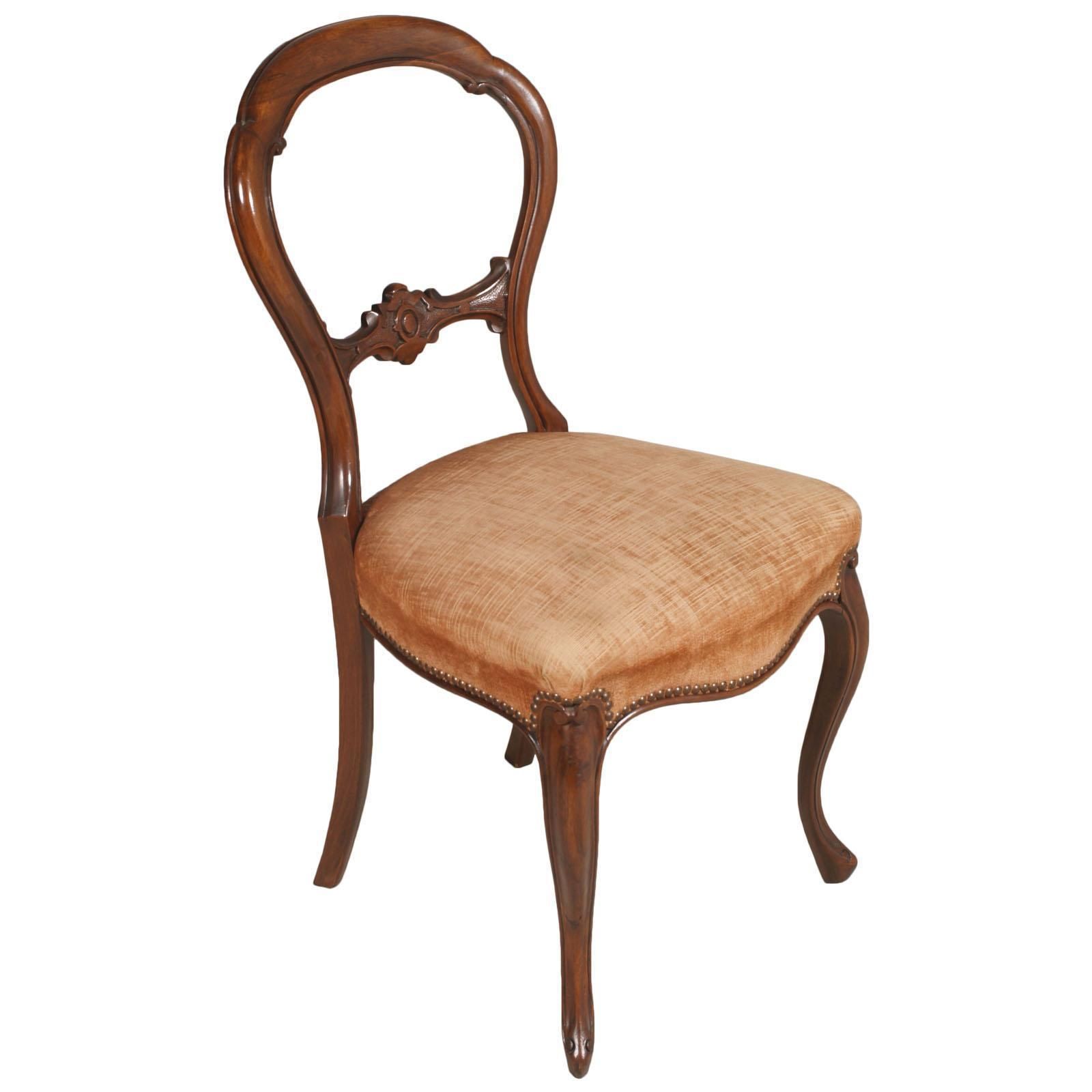 Baroque Sorrento Inlaid & Carved Walnut Round Table & Six Chairs, Wax Polished photo for sale