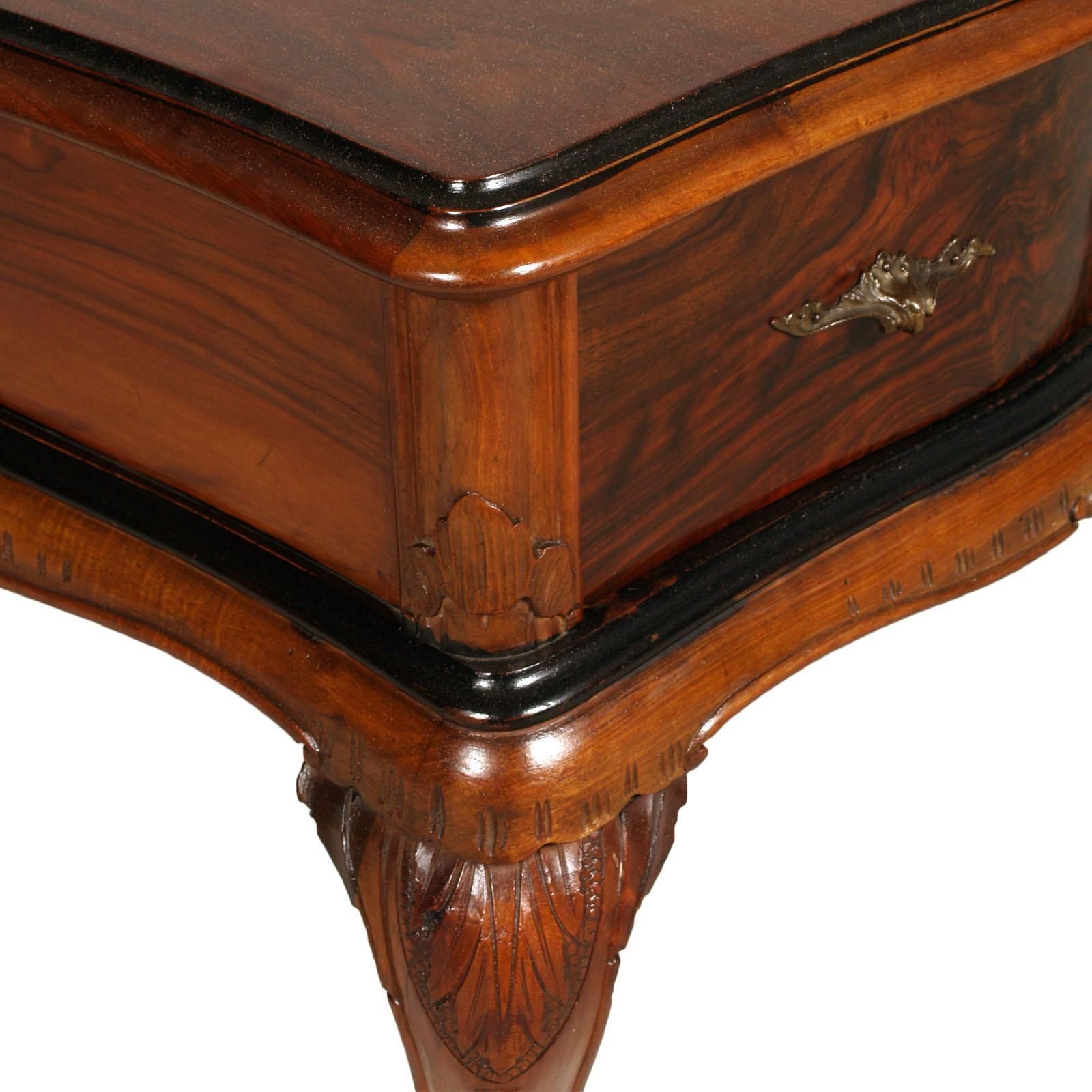 1920s Antique Vanity Baroque Venetian, Beveled Mirror, Hand Carved Walnut & Burl photo 3881.2