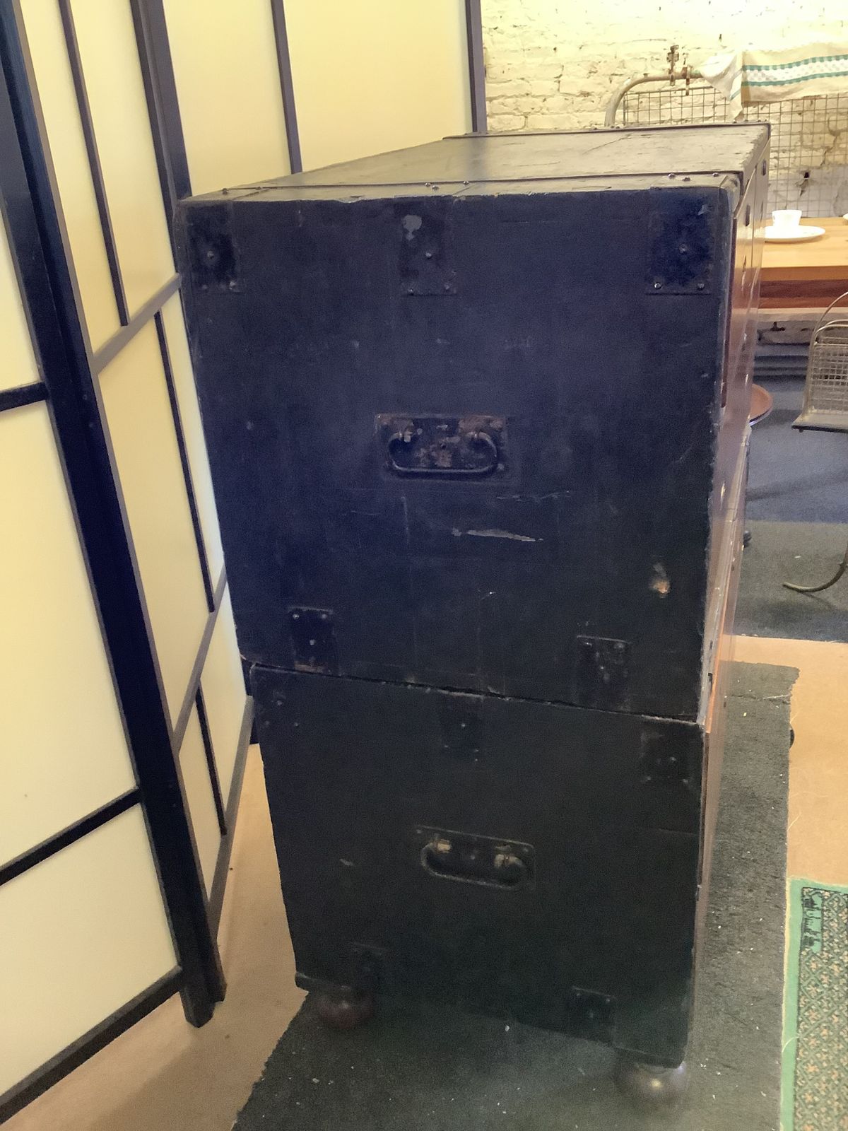 19th Century Irish Mahogany Campaign Chest Of Drawers In 2 Sections Made In Dublin photo for sale