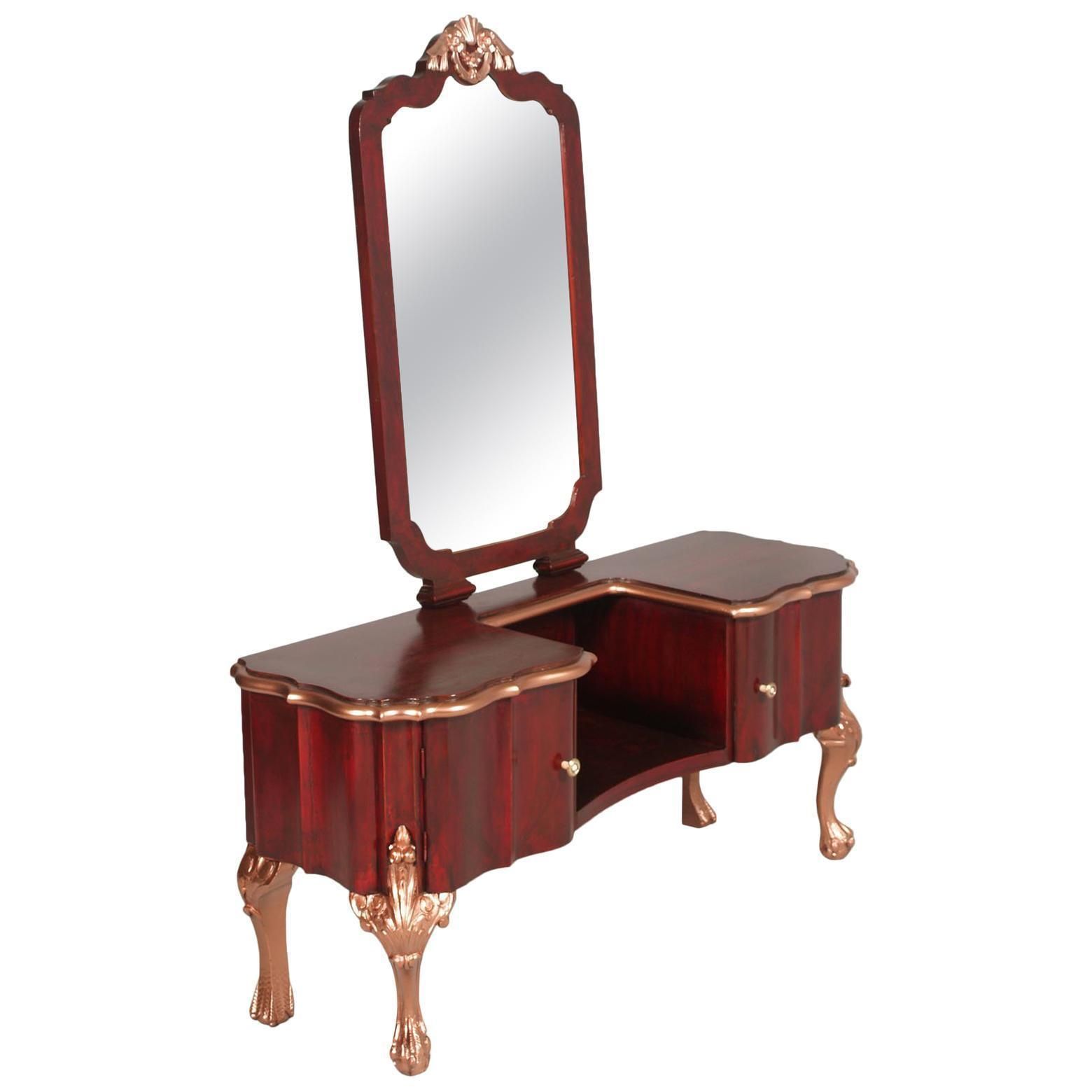 Coiffeuse baroque vénitienne, console à miroir, début du XXe siècle