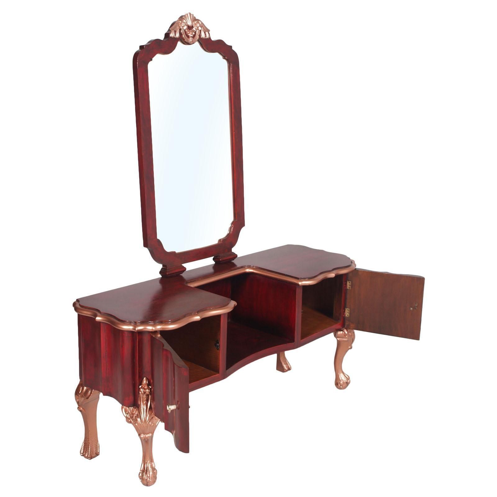 Early 20th Century Venetian Baroque Vanity, Mirrored Console, Dressing Table photo furniture