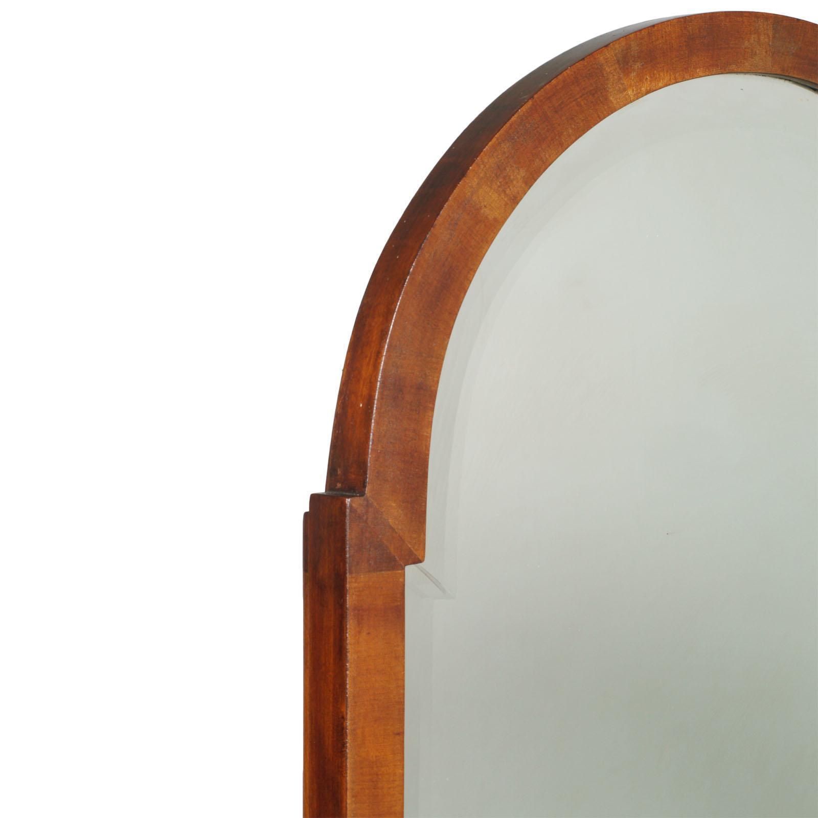 Italian 1920s Art Deco Vanity Cabinet Console With Mirror In Walnut, Glass Tops photo Furniture