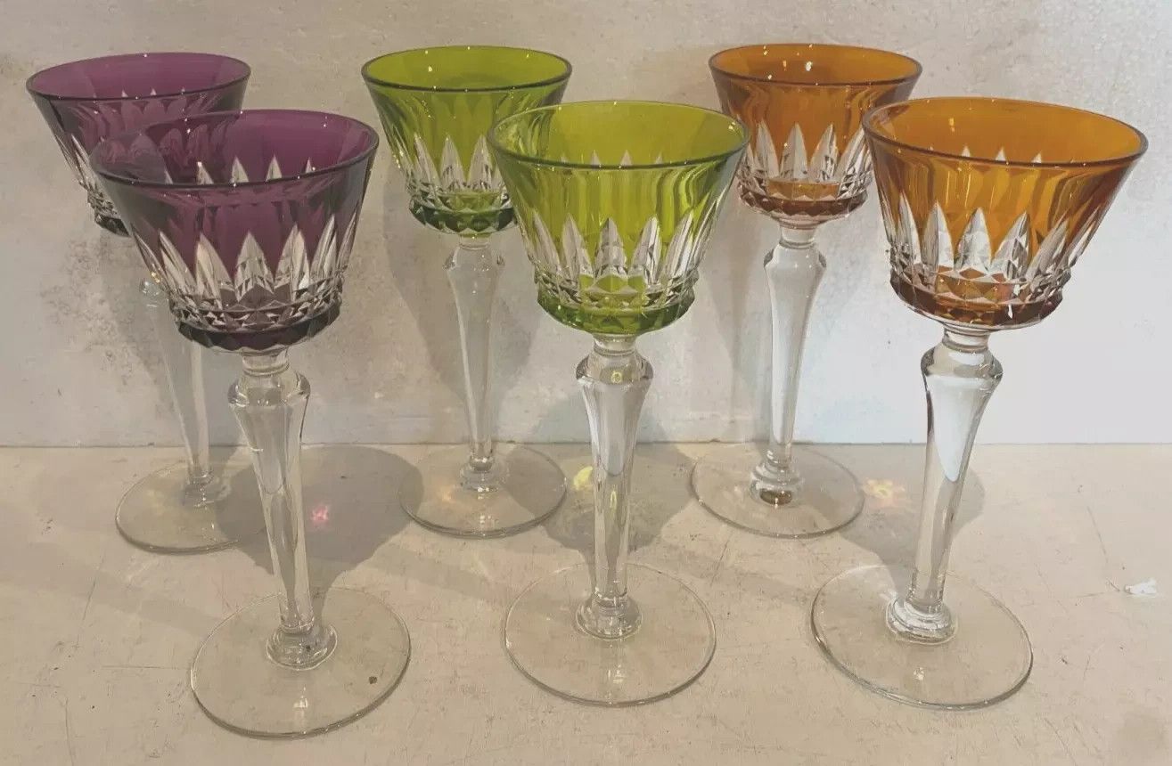 Suite Of Six Cut Crystal Glasses From The House Of Baccarat XX Century photo vintage