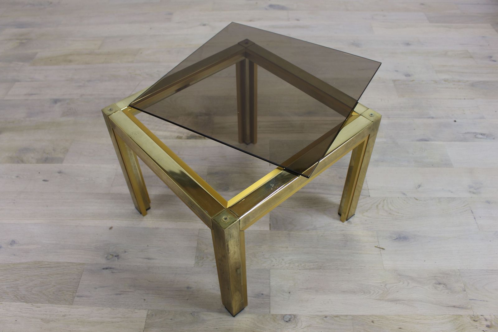 1970’s Brass And Glass Lamp Table photo furniture