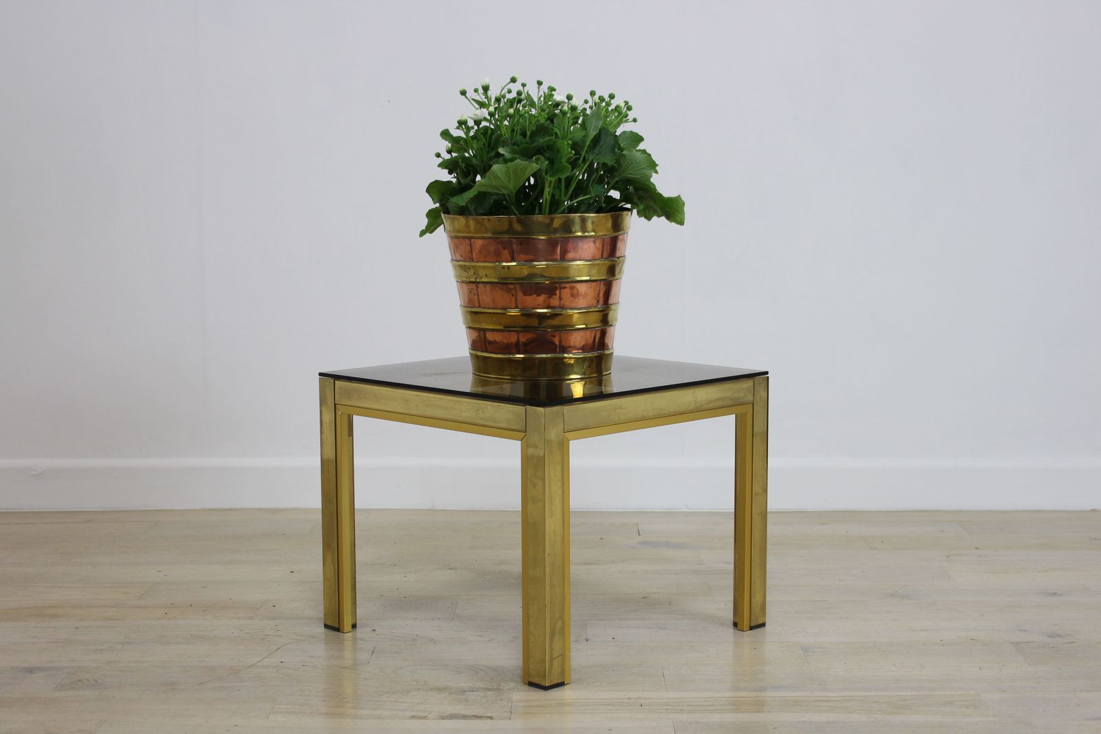 1970’s Brass And Glass Lamp Table