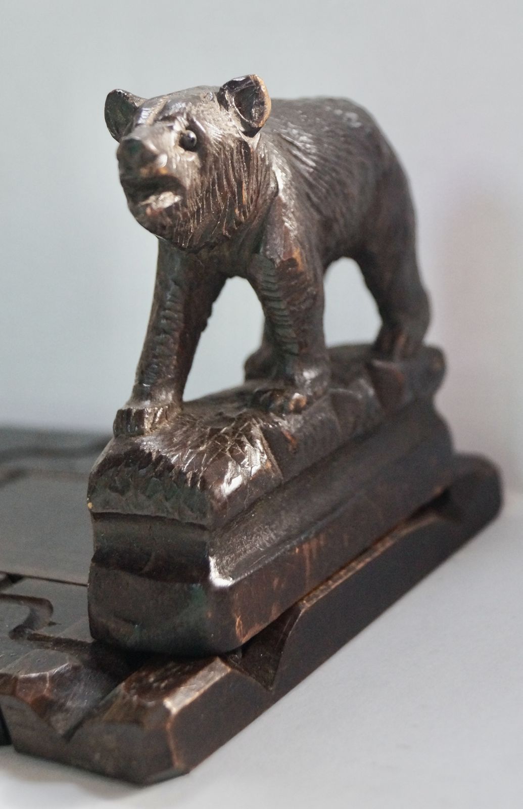 Antique Hand Carved Black Forest Extending Book Rack photo Home Decor