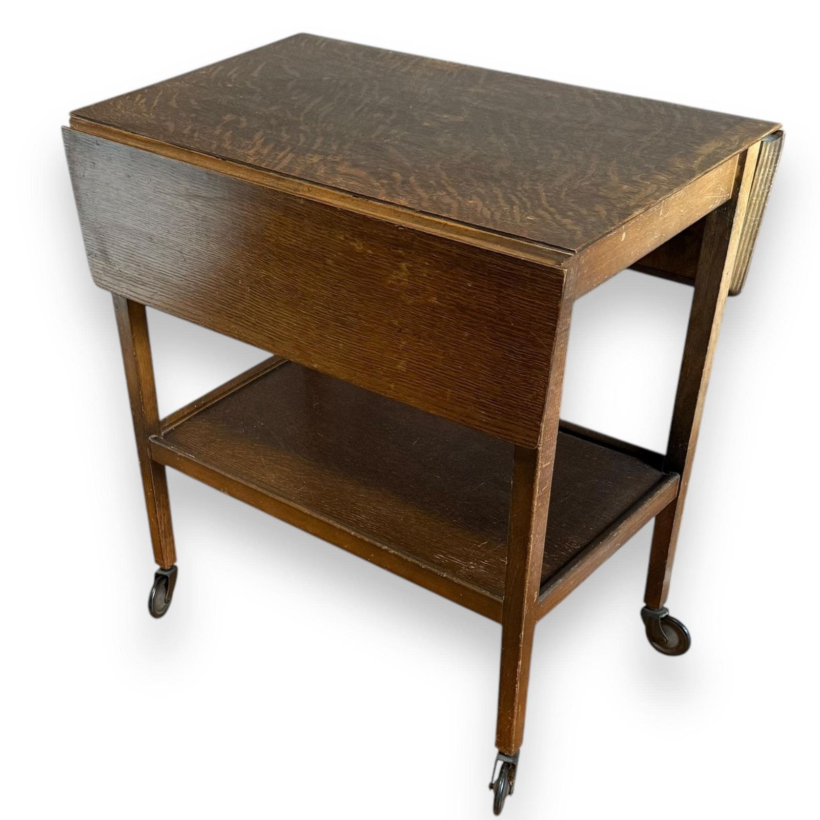 Vintage Mid Century Oak Wheeled Tea Trolley / Hostess Trolley Dessert Trolley photo 220.0