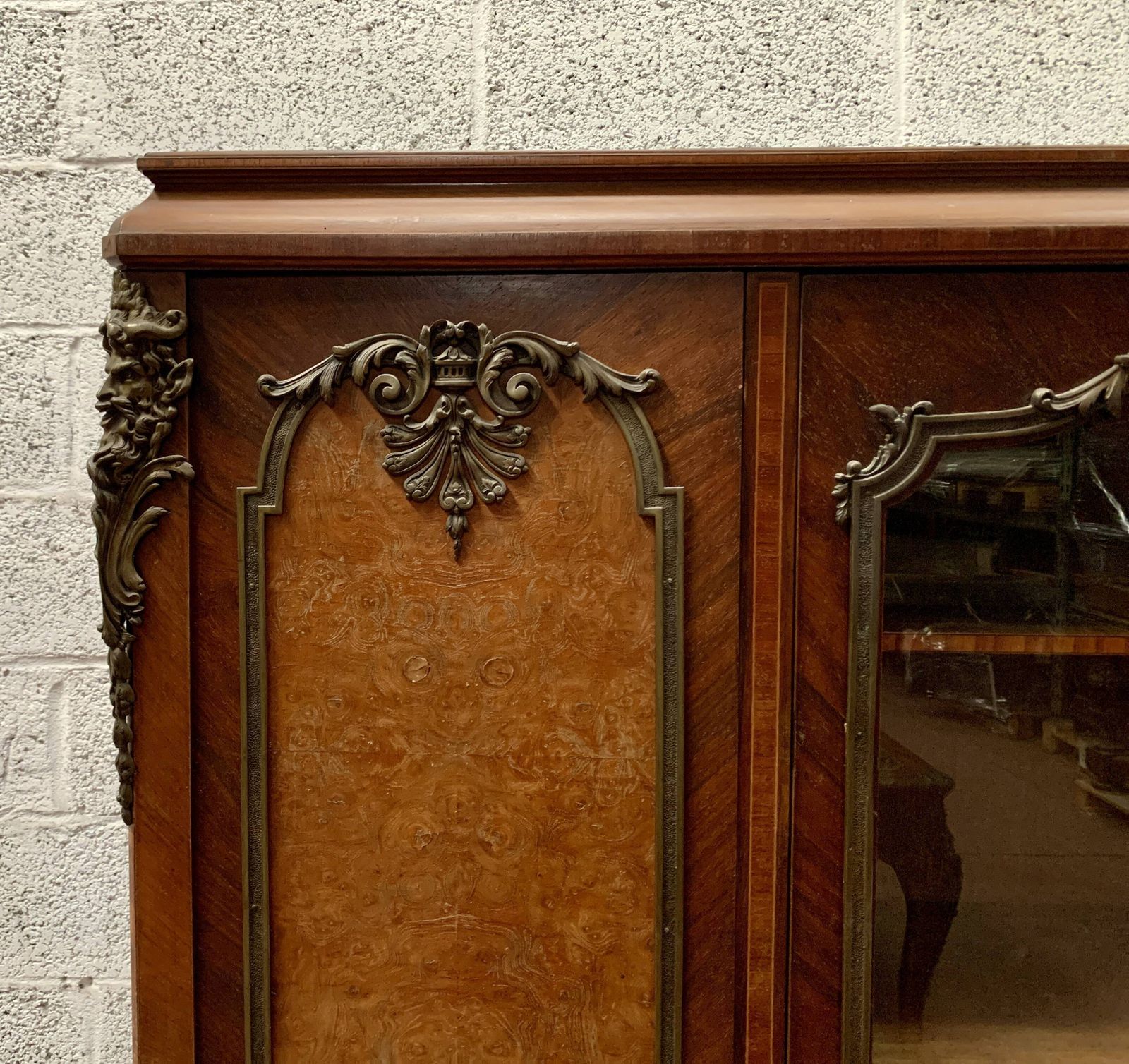 Louis XV Style Bookcase In Mahogany And Burr Walnut, 20th Century photo vintage