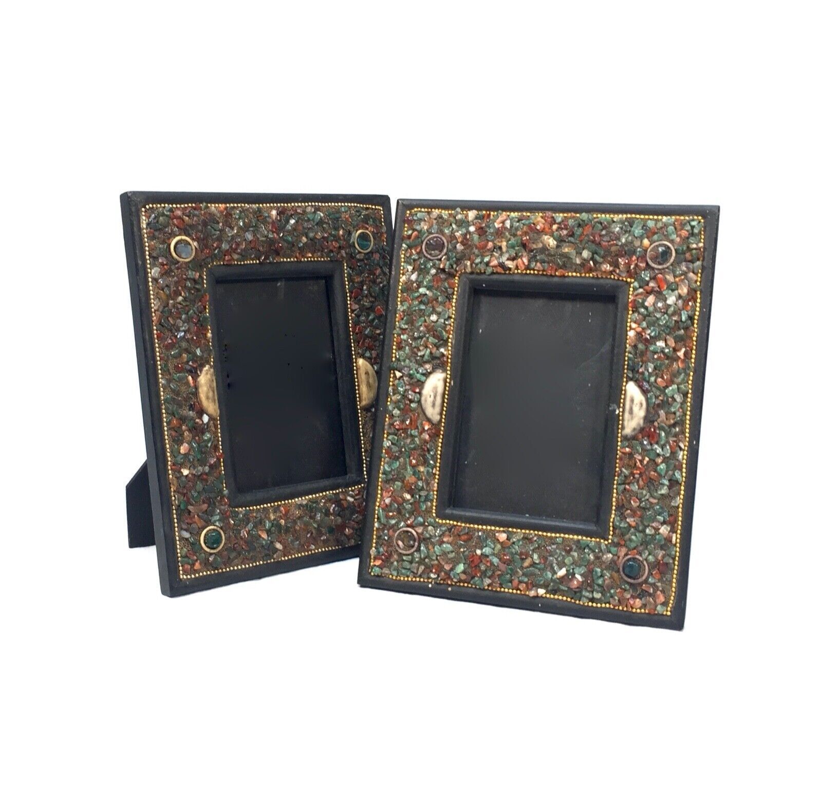 Vintage Pair Of Matching Photo Frames With Hard Stone / Crystal Surrounds photo buy