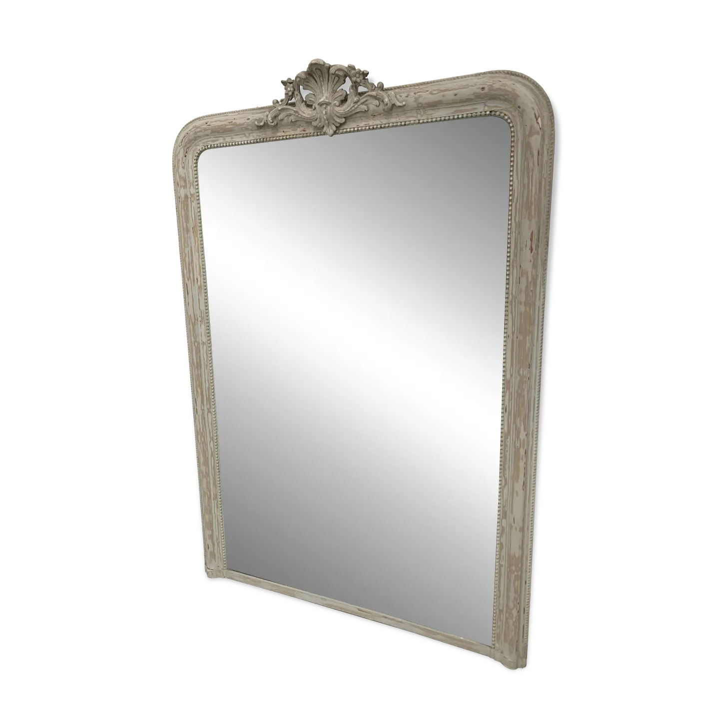 Louis XV Style Mirror In Wood And Patinated Stucco, 19th Century