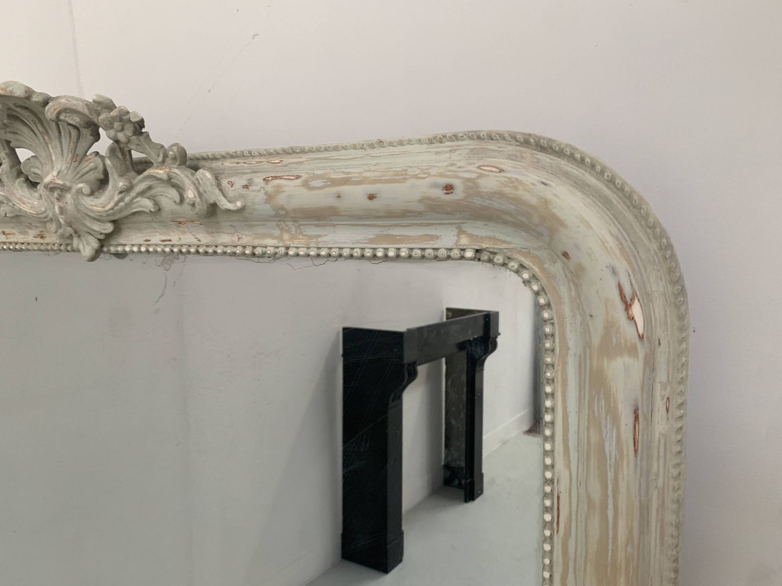 Louis XV Style Mirror In Wood And Patinated Stucco, 19th Century photo vintage