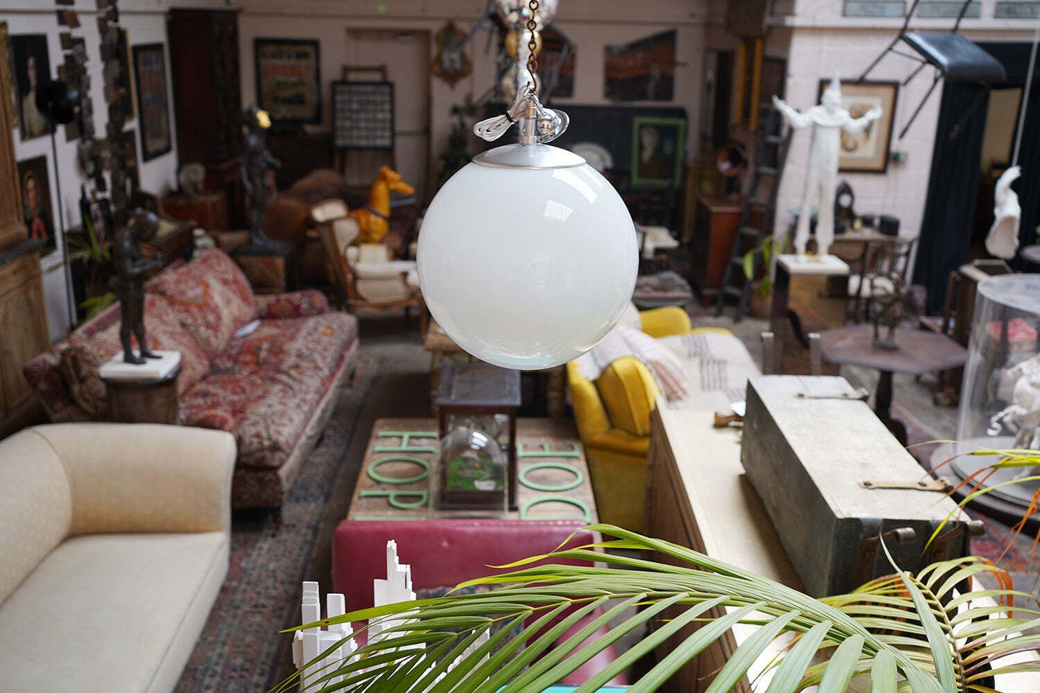 A Large Mid 20thc Opaline Globe Pendant Light C.1960 photo 320.0
