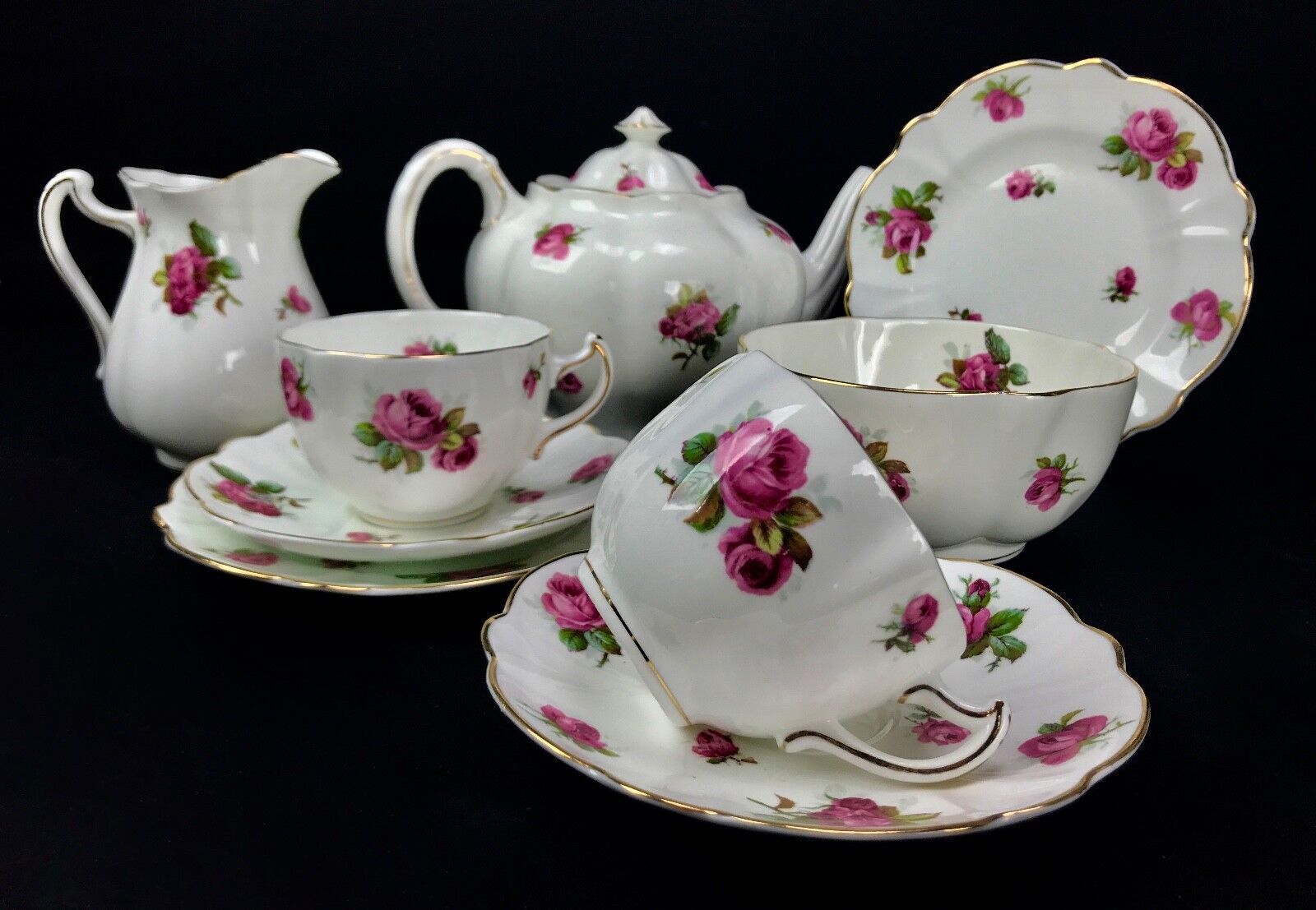 Victorian China Tea Set By Waring And Gillow London / Rose Bud / Tea Pot Rare photo 75.0