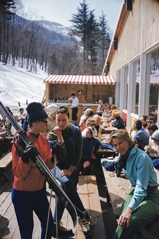 Slim Aarons 'Ski Fashion At Sugarbush' Framed White