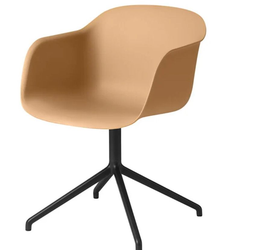 Set Of 4 Muuto Fiber Armchair Swivel Base Ochre Chair