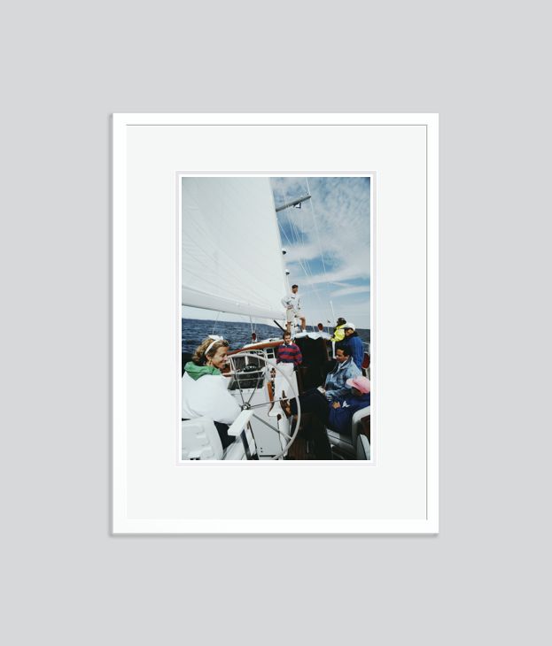 Slim Aarons 'On Board The Palawan' Framed White photo furniture