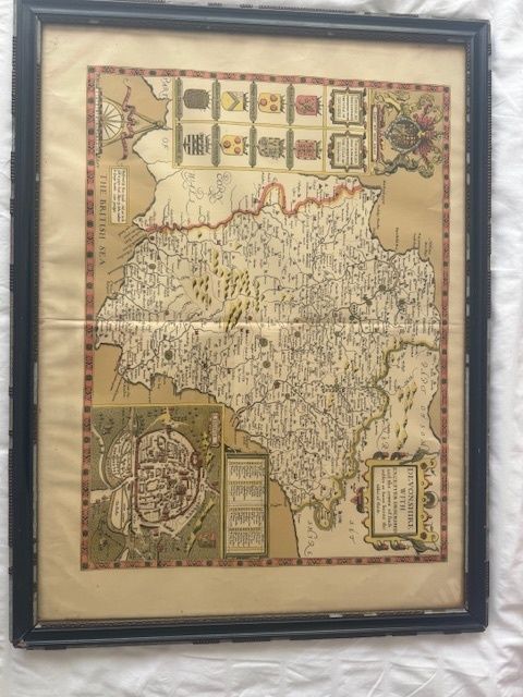 Antique Map Of Devonshire By John Speed In 1611 Believed From The Atlas Theatre Of Great Britain,
