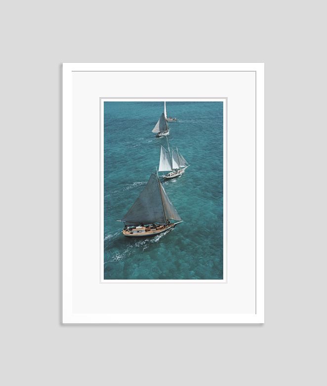 Slim Aarons 'Sailing In The Bahamas' Framed White photo furniture