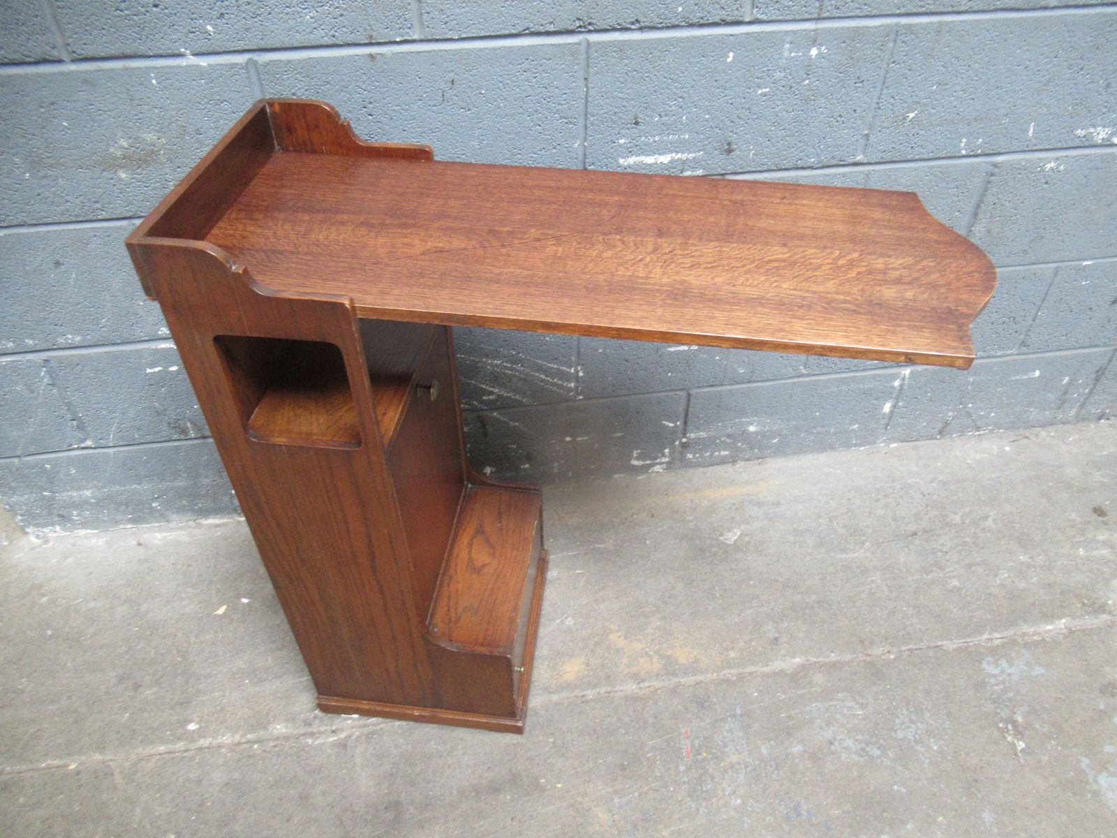 Unusual  1920s Oak Magazine  Holder And Folding Reading  Table.