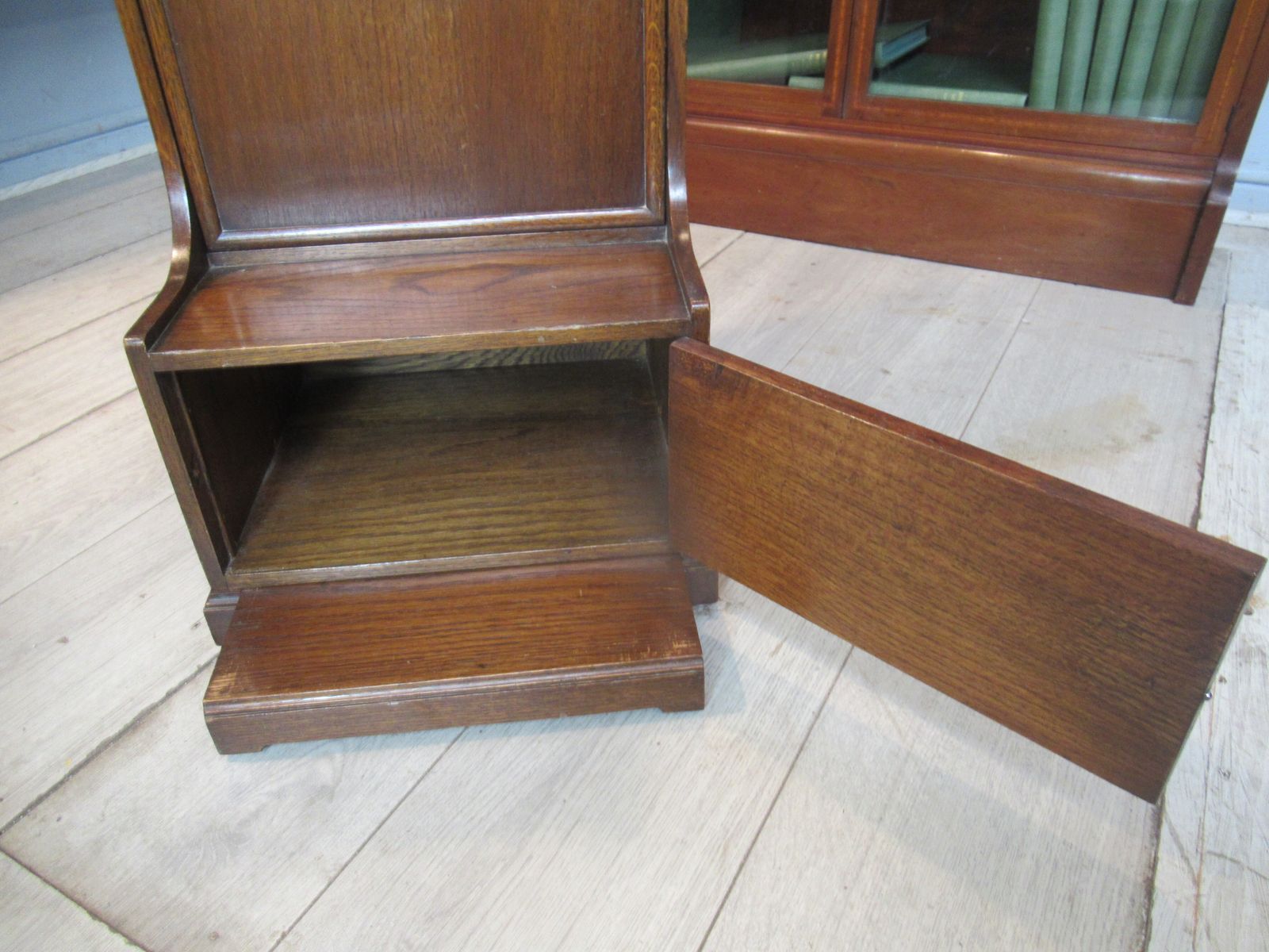 Home Decor Unusual  1920s Oak Magazine  Holder And Folding Reading  Table. photo