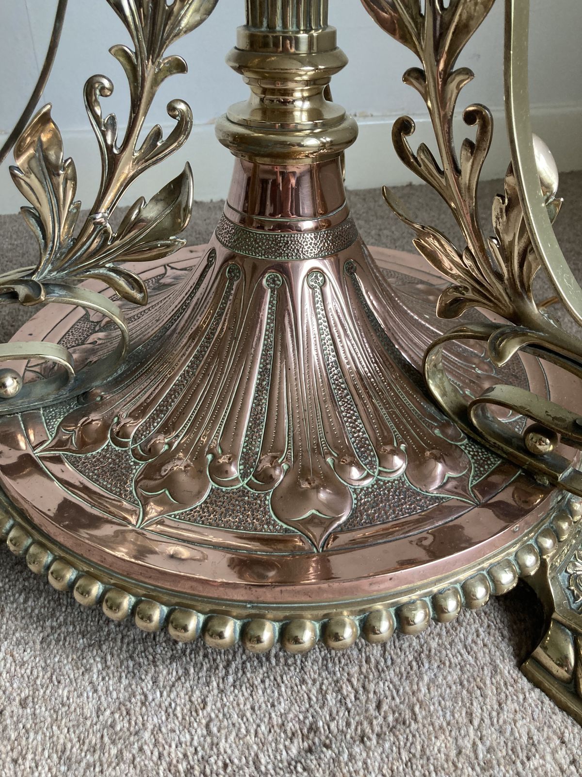 19th Century Brass And Copper Standard Lamp In The Manner Of Benson photo 950.0