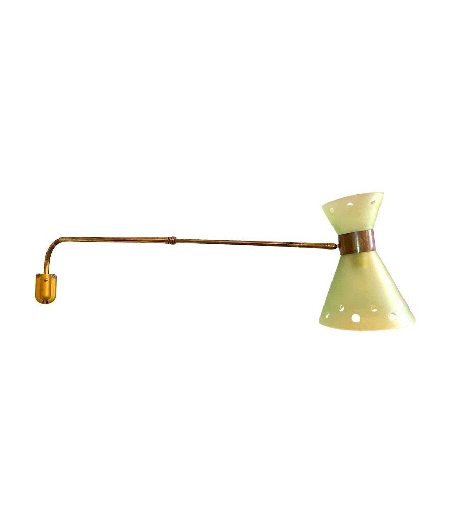 An Italian 1950s Brass And Glass Telescopic Reading Wall Light photo for sale