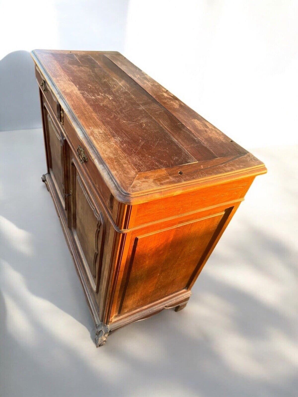 Antique French Carved Buffet Cupboard Sideboard   Price Includes Painting. photo for sale