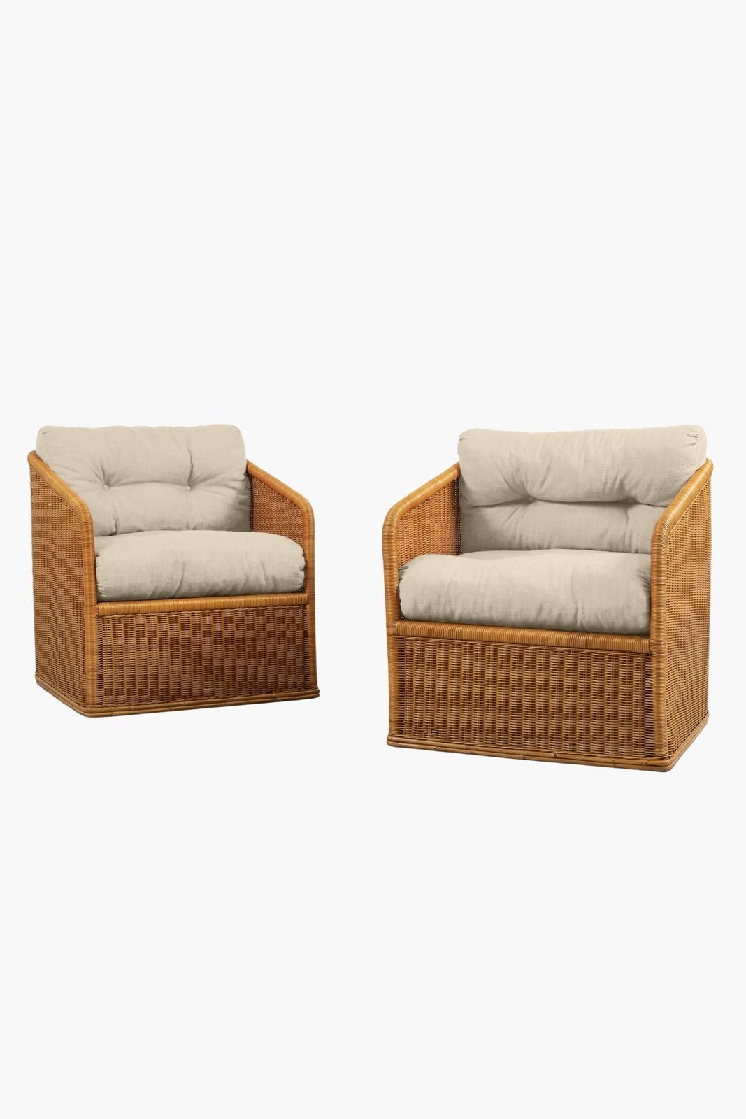 Pair Of 1970s Italian Rattan Armchairs