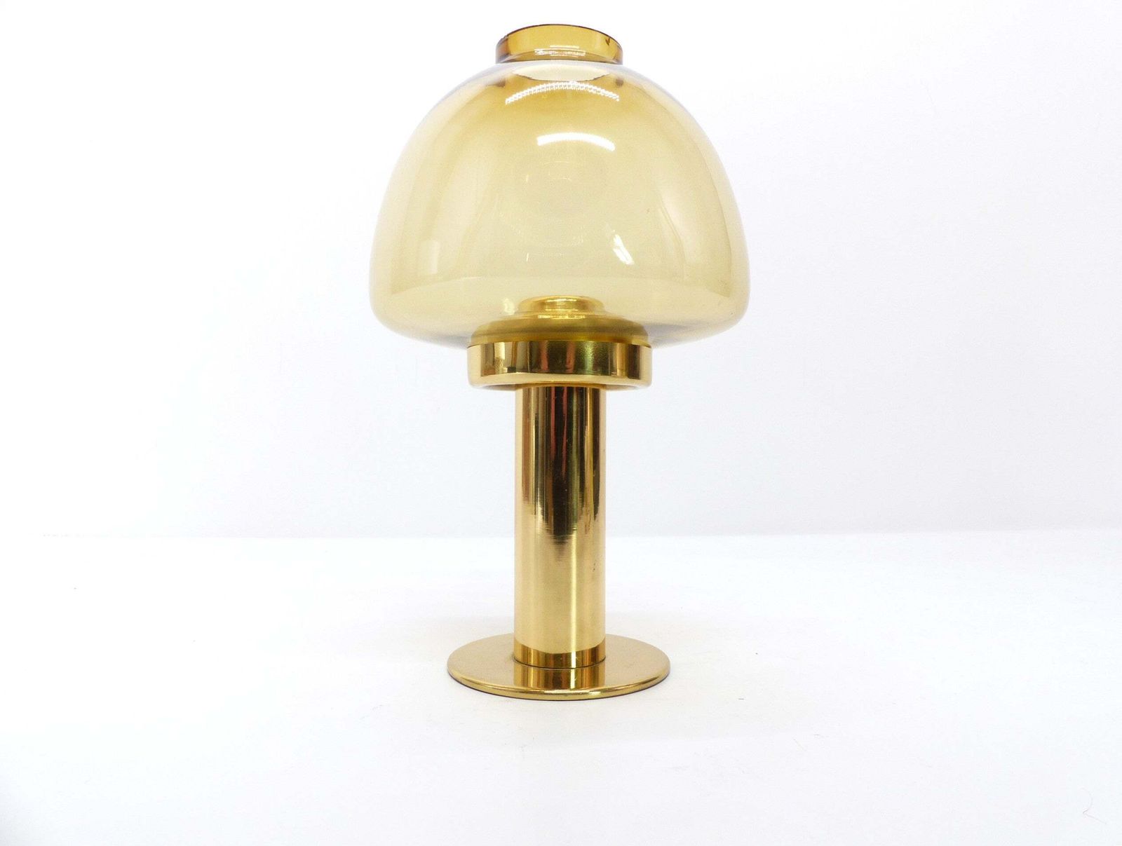 Hans Agne Jakobsson Scandinavian Candlestick Model Claudia L10227, Amber Yellow Glass, Markaryd   1960 photo furniture