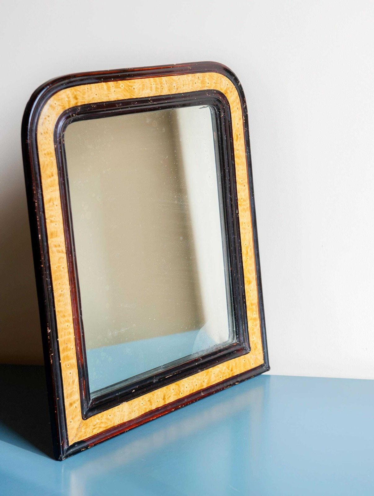 Antique Louis Philippe Mirror, Rustic Half Round Wall Mirror, French Farmhouse Mirror, Decorative Plaster Arch Mirror, 19th Century photo 295.0