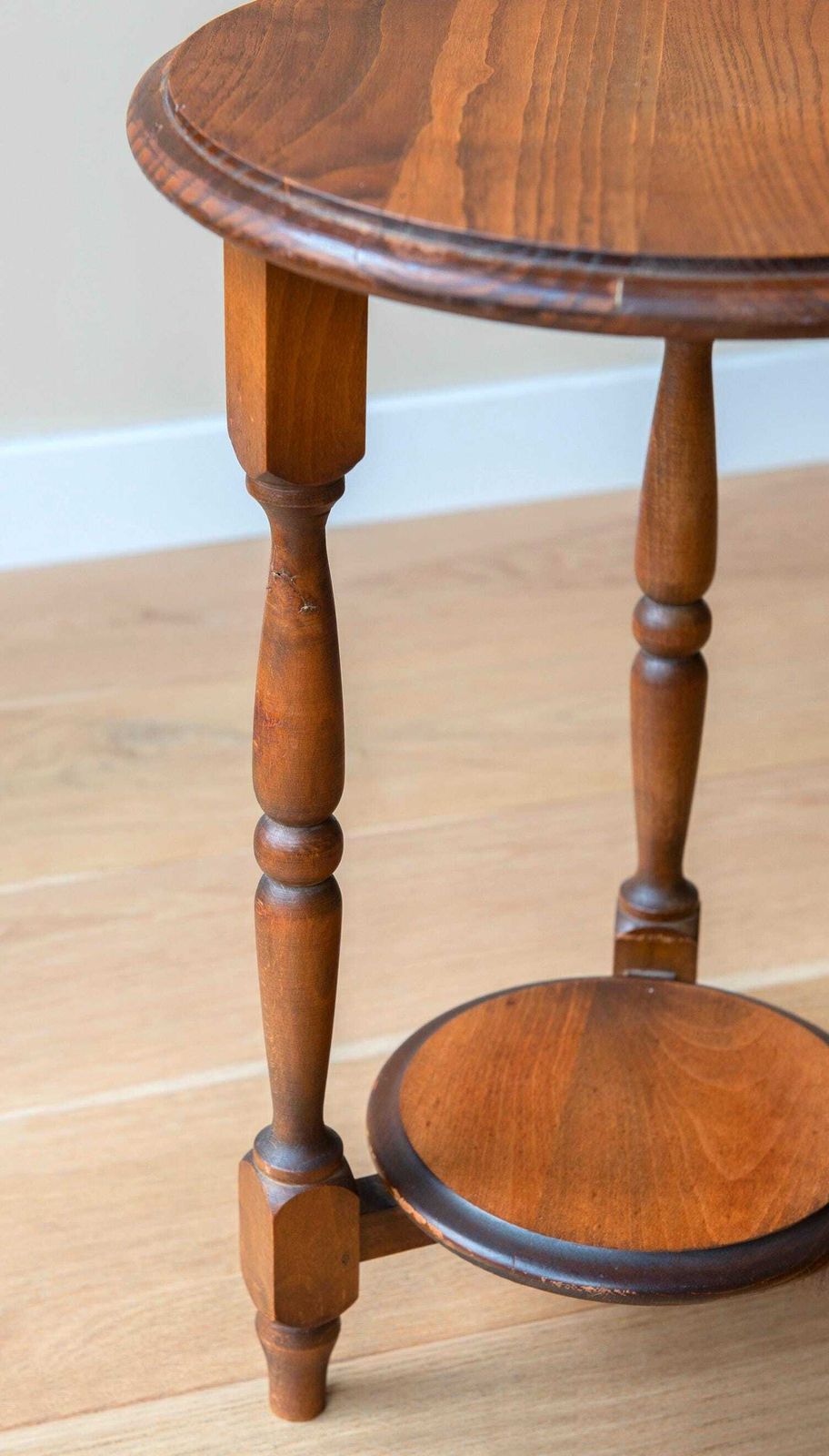 Oak Side Table With Carved Legs, Round Wooden Stool, Rustic Plant Stand, Antique Plant Stand, Etagere Table, Country Home Decor photo buy