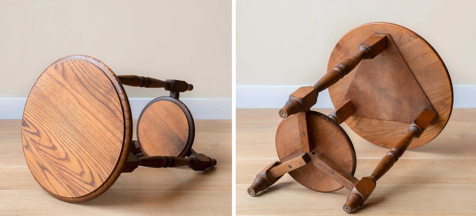 photo furniture Eiken Bijzettafel Met Gesneden Poten, Ronde Houten Kruk, Rustiek Plantenstandaard, Antiek Plantenstandaard, étagèretafel, Landelijke Woondecoratie